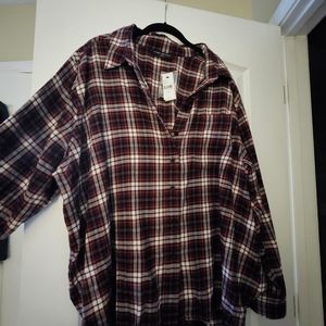 Maroon plaid top from Lane Bryant.